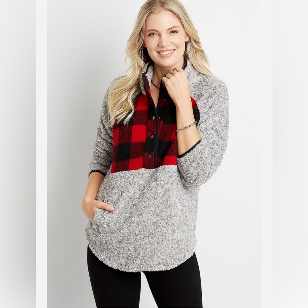 Maurice’s buffalo plaid Sherpa